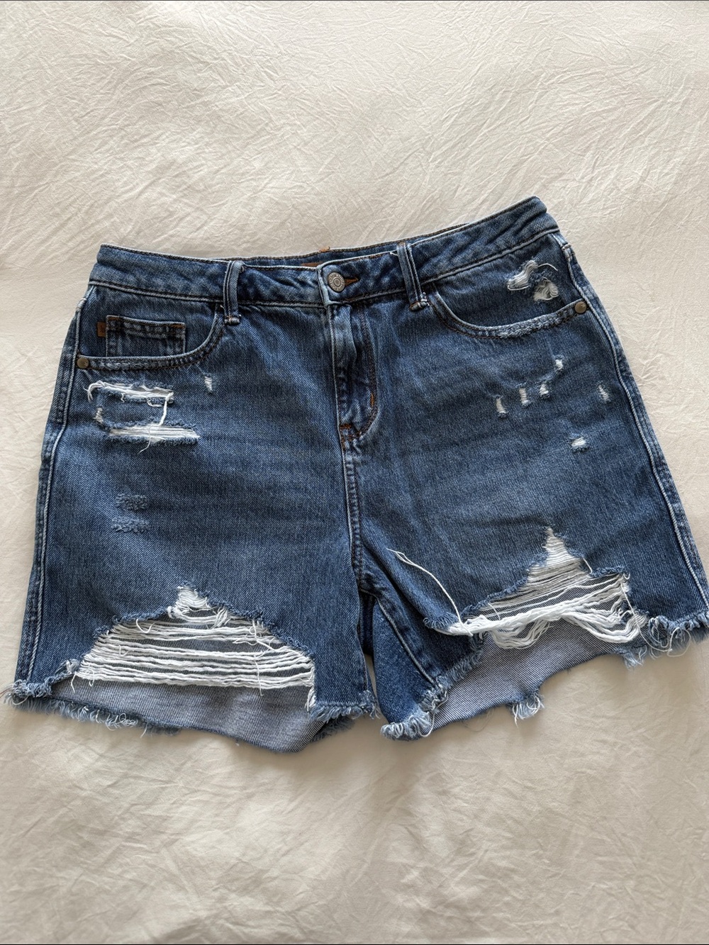 Judy Blue Distressed Blue Denim Cutoff Shorts